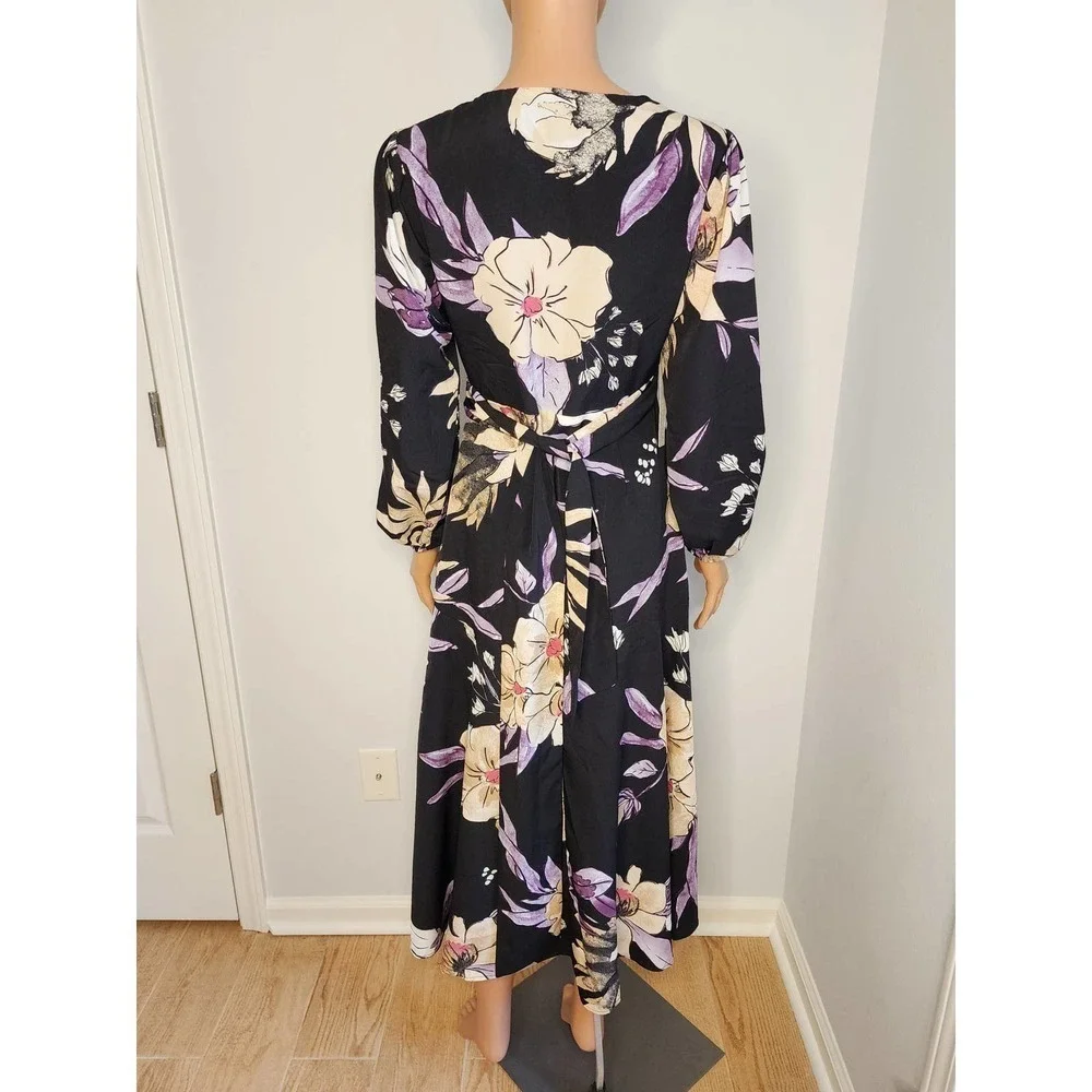 Anthropologie Hutch wrap dress size XS Petite Black motif NWT - Picture 4 of 10